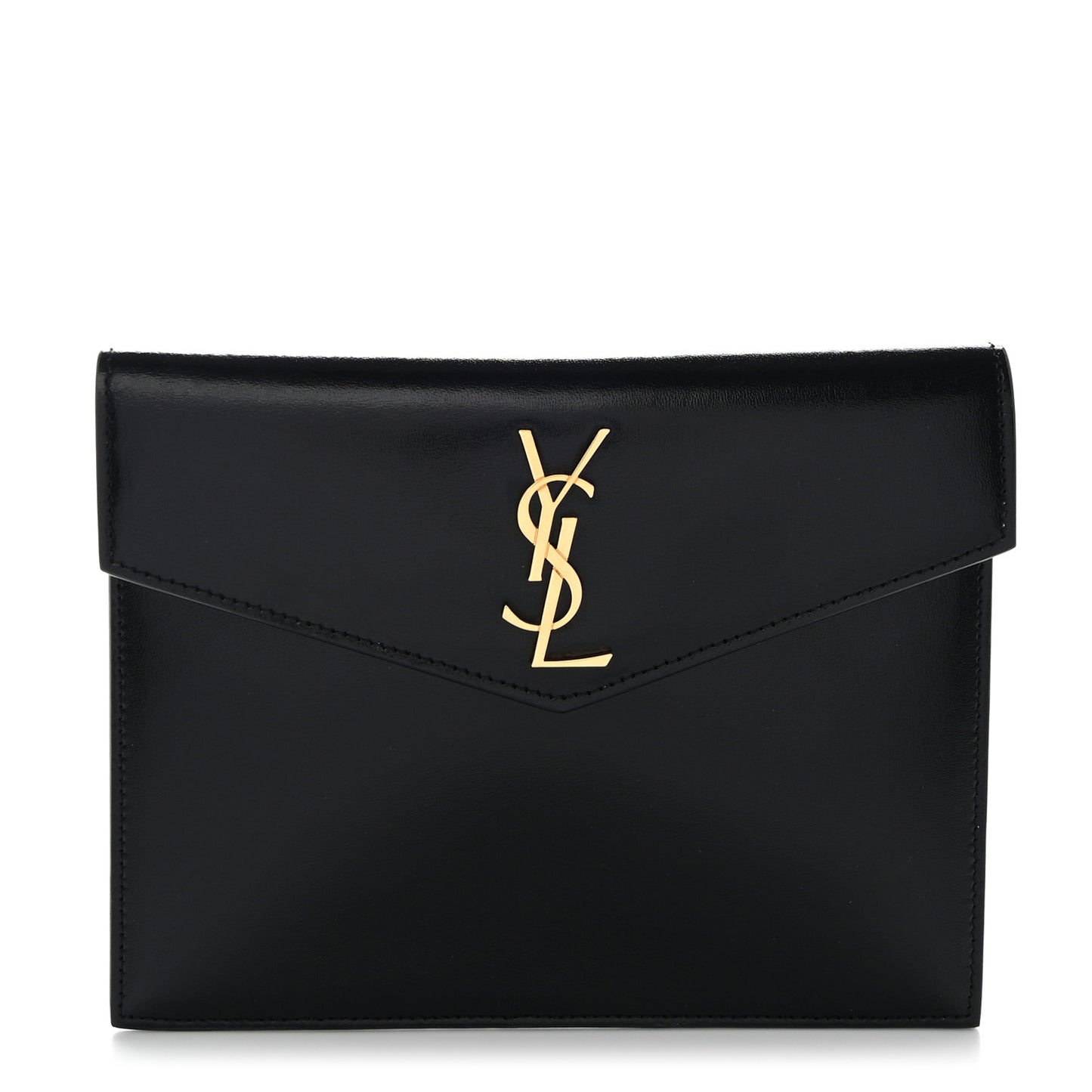 Smooth Shiny Calfskin Monogram Uptown Baby Pouch Black