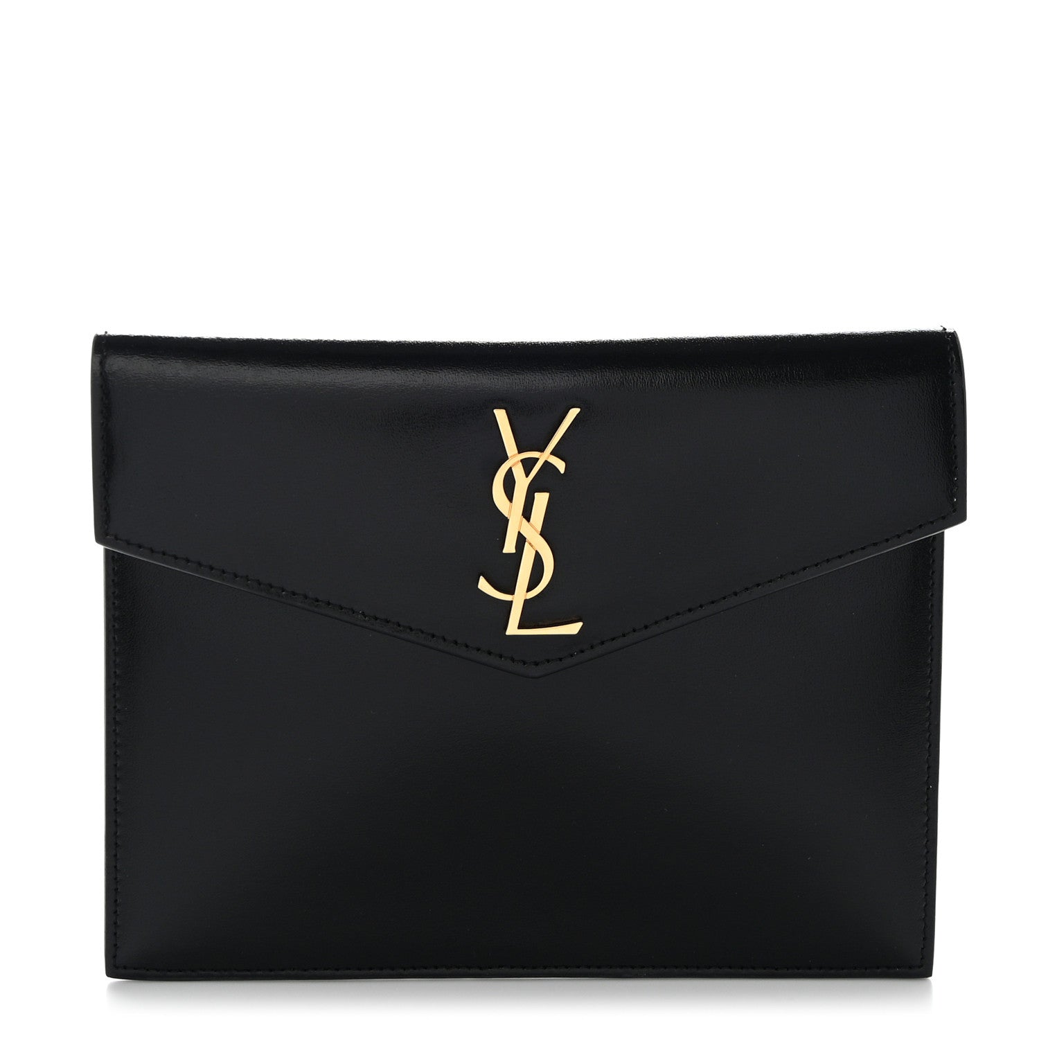 Saint Laurent Smooth Shiny Calfskin Monogram Uptown Baby Pouch Black 1 of 8