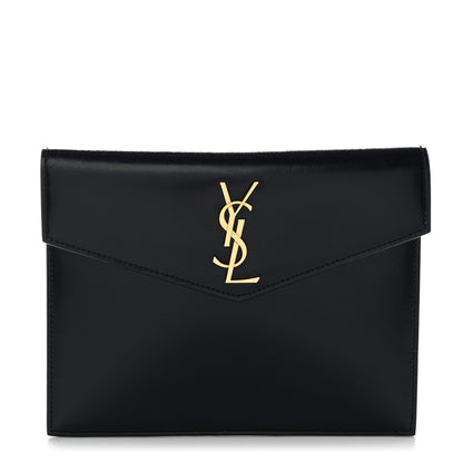 Saint Laurent Smooth Shiny Calfskin Monogram Uptown Baby Pouch Black 1 of 8