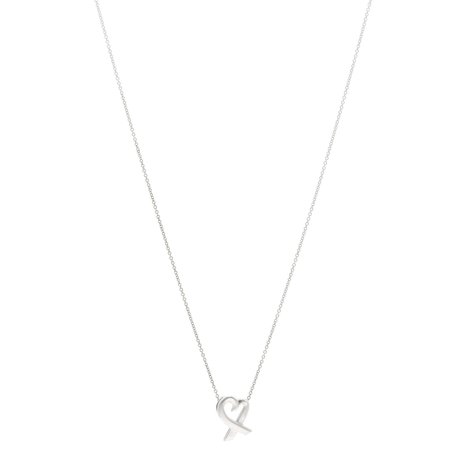 Tiffany Sterling Silver Paloma Picasso Loving Heart Pendant Necklace 1 of 5