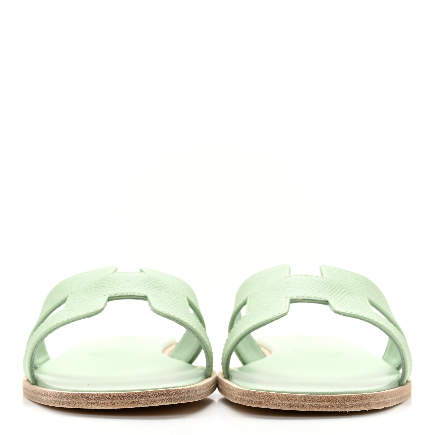 Hermes Epsom Oran Sandals 38.5 Vert Jade 2 of 11