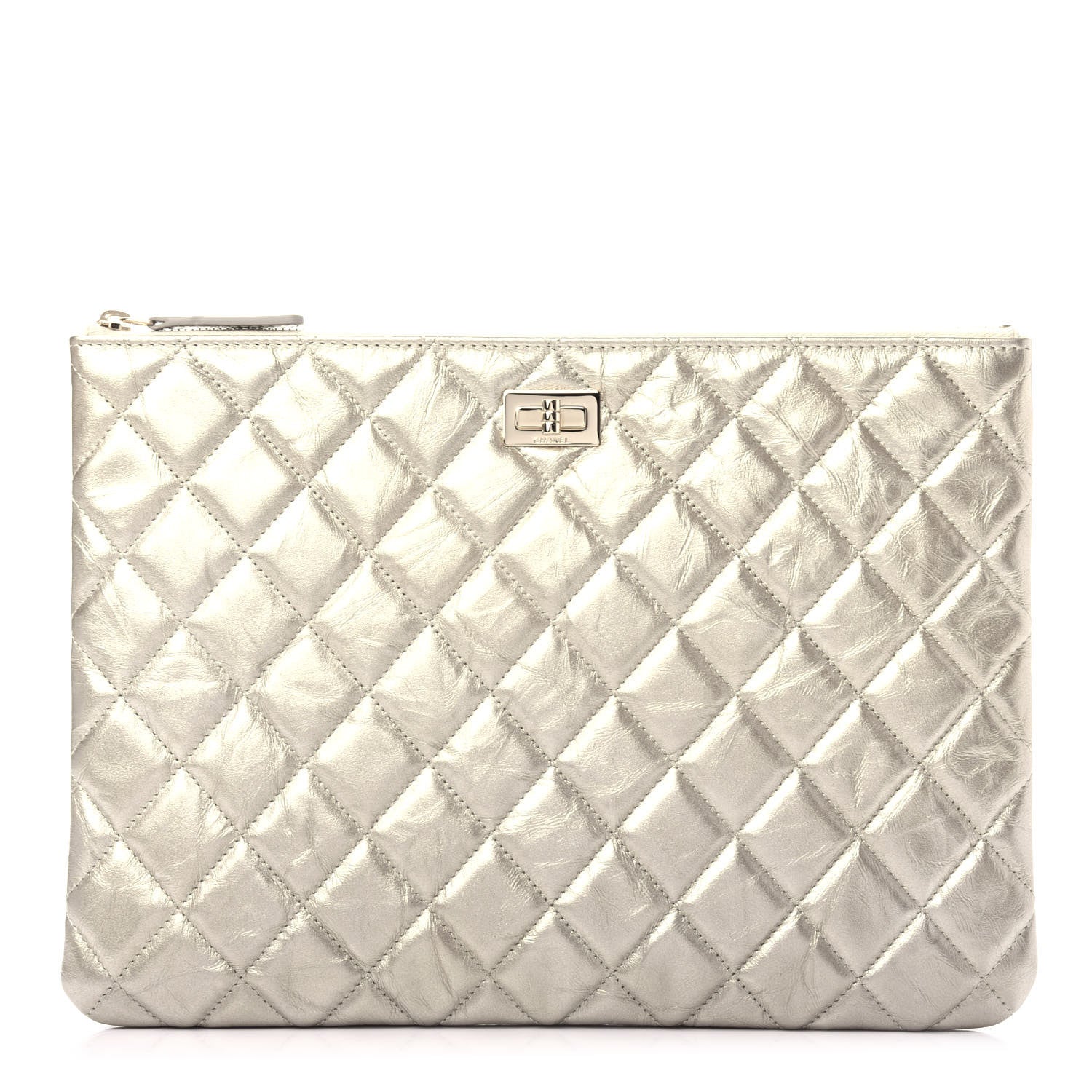 Chanel Metallic Aged Calfskin Quilted Medium 2.55 Reissue Cosmetic Case Gold 1 of 9