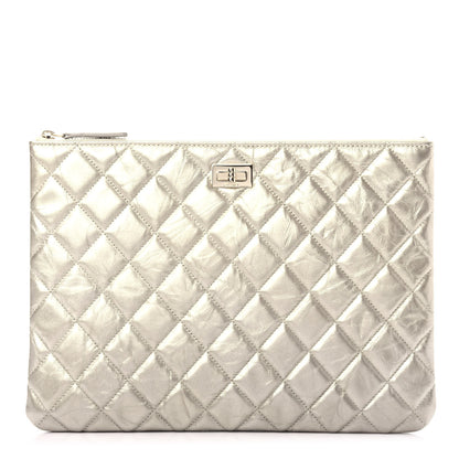Chanel Metallic Aged Calfskin Quilted Medium 2.55 Reissue Cosmetic Case Gold 1 of 9