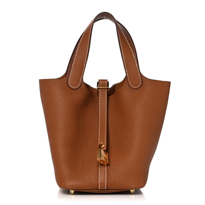 Hermes Taurillon Clemence Picotin Lock 18 PM Gold 1 of 10