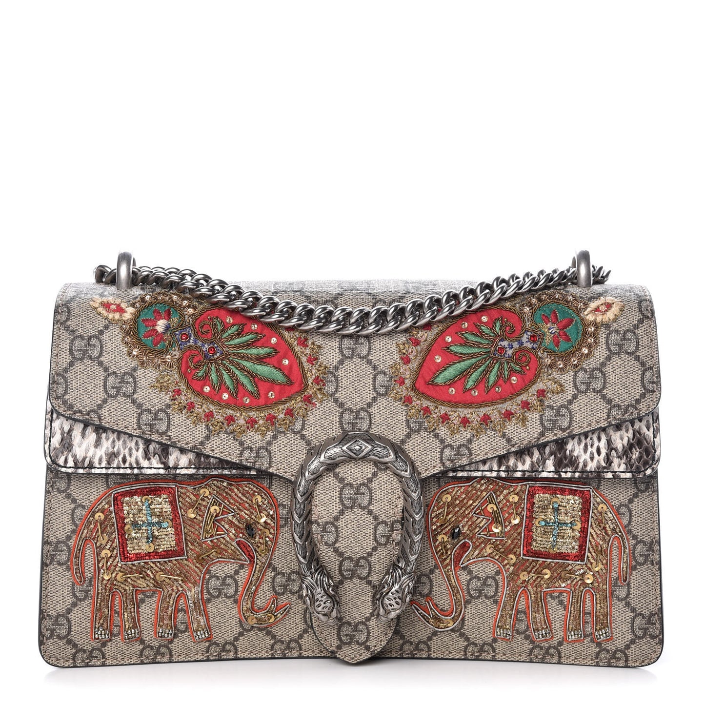 GG Supreme Monogram Elaphe Elephant Embroidered Small Dionysus Shoulder Bag
