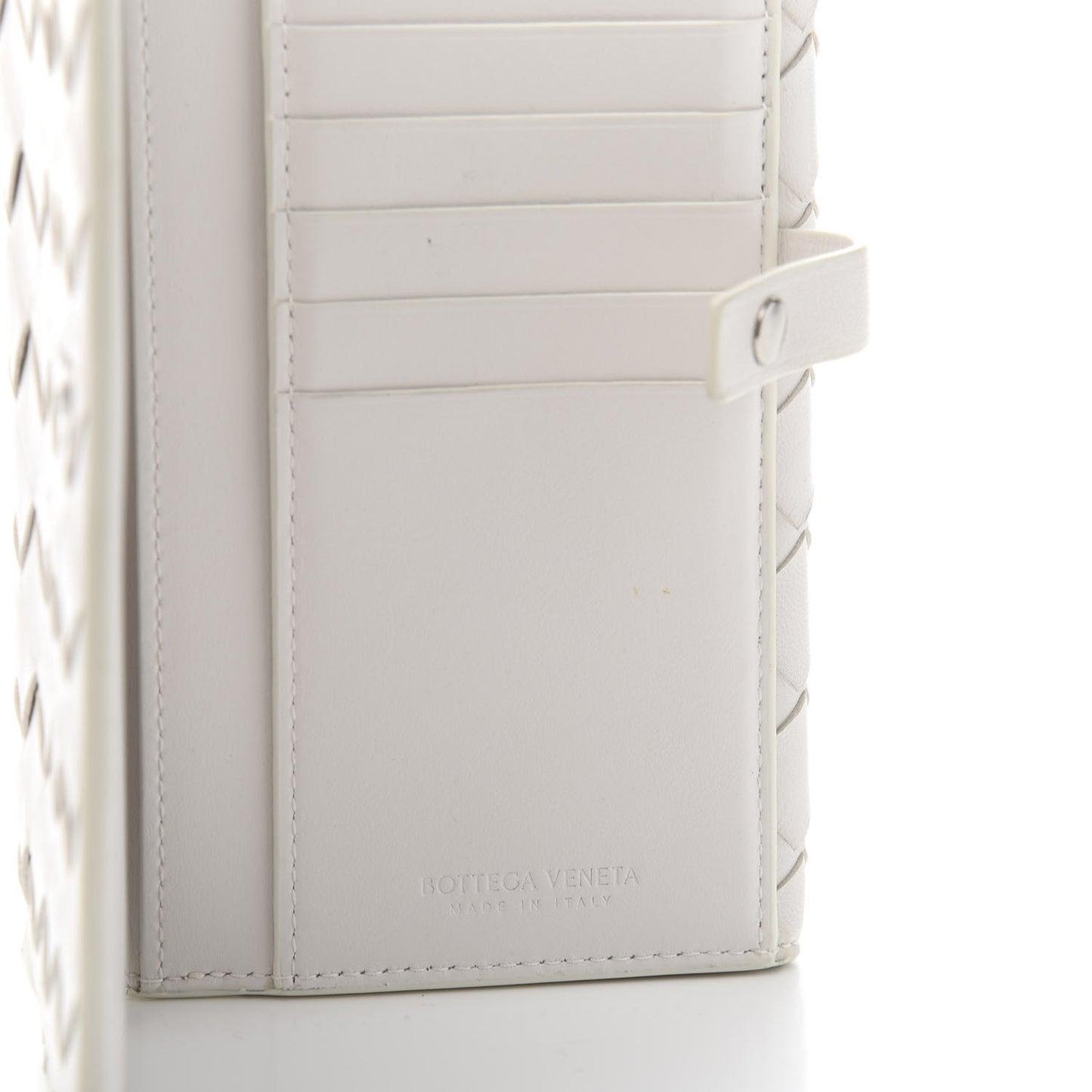 Nappa Intrecciato Continental Snap Wallet White