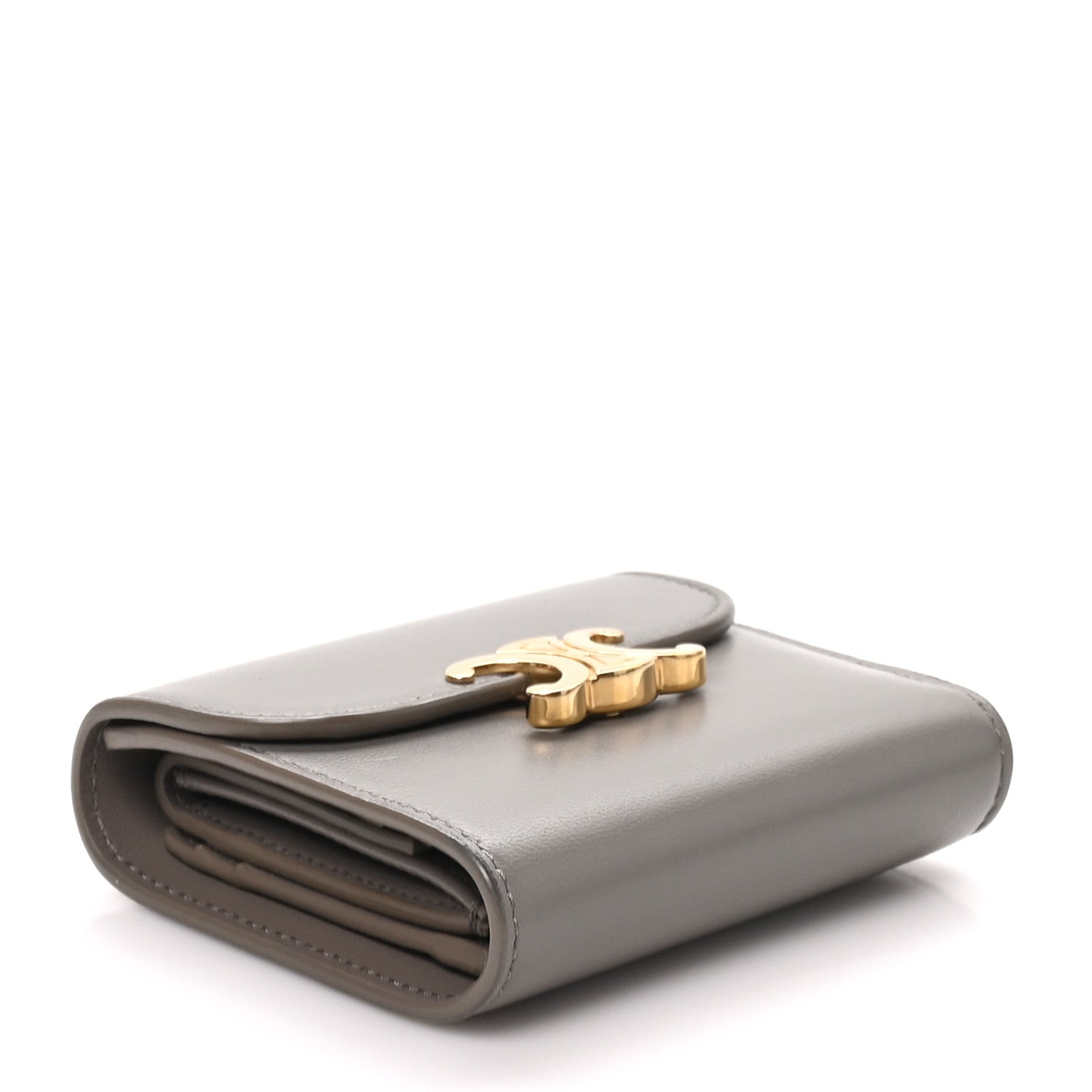 Celine Shiny Smooth Lambskin Small Triomphe Wallet Pebble 4 of 7