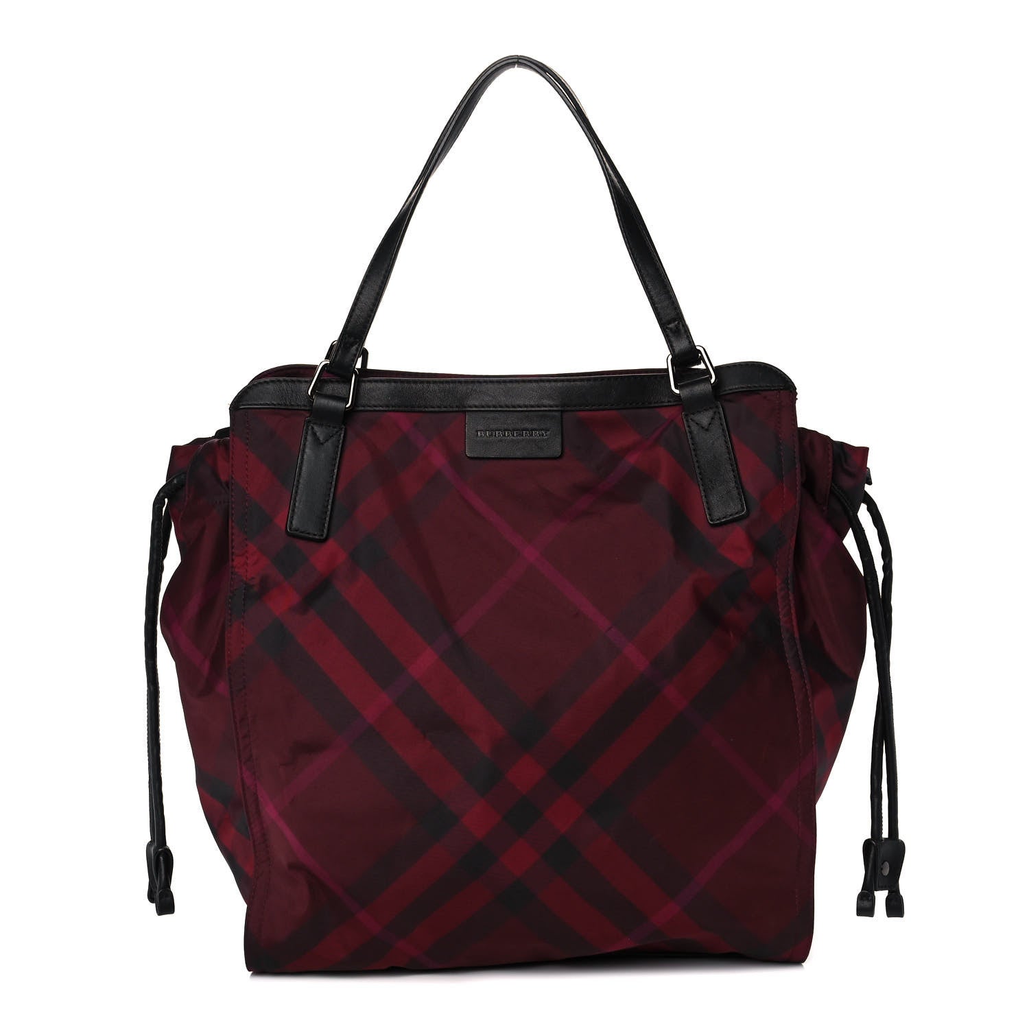 Burberry Nylon Check Small Buckleigh Packable Tote Bright Burgundy 1 of 10