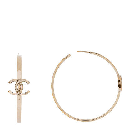 Chanel CC Large Hoop Earrings Gold 1 of 4
