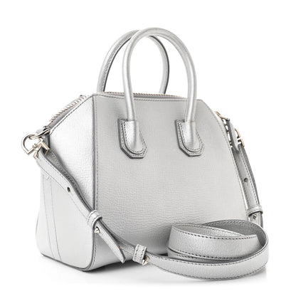 Givenchy Metallic Sugar Goatskin Mini Antigona Silver 3 of 10