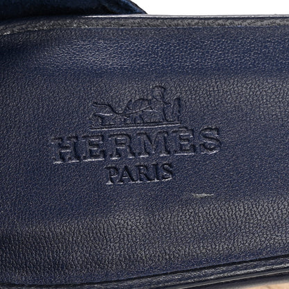 Hermes H Denim Goatskin Elda Espadrille Wedge Sandals 39 Bleu Brut Bleu Obscur 8 of 12