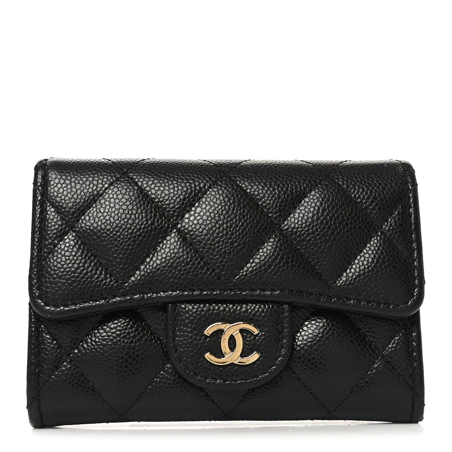 Chanel Caviar Quilted Flap Card Holder Wallet Black 1 of 7