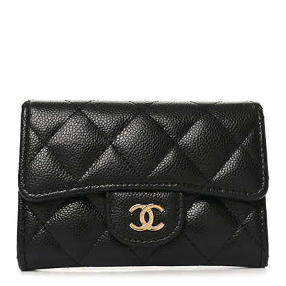 Chanel Caviar Quilted Flap Card Holder Wallet Black 1 of 7