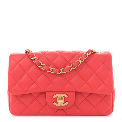 Chanel Lambskin Quilted Mini Rectangular Flap Red 1 of 12