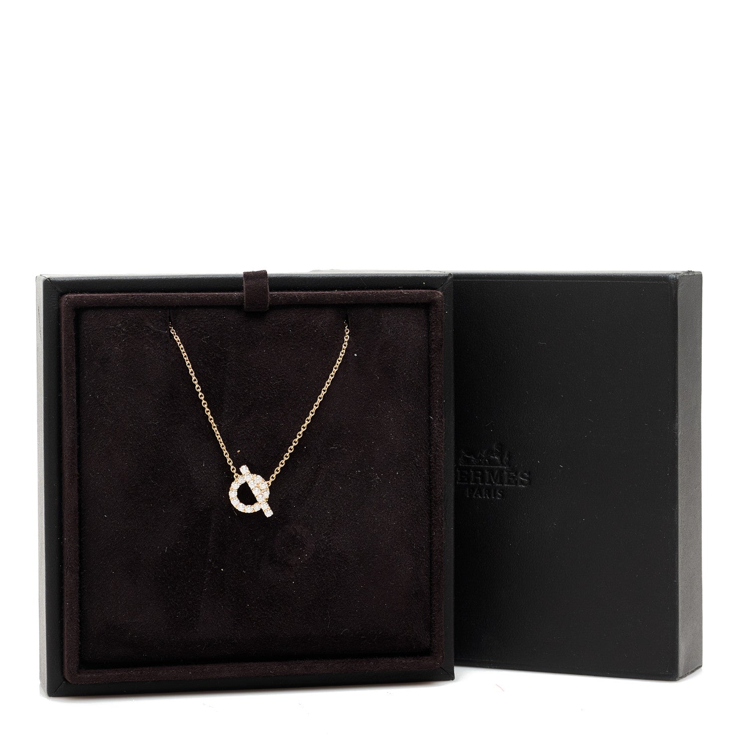 Hermes 18K Rose Gold Diamond Finesse Pendant Necklace 6 of 6