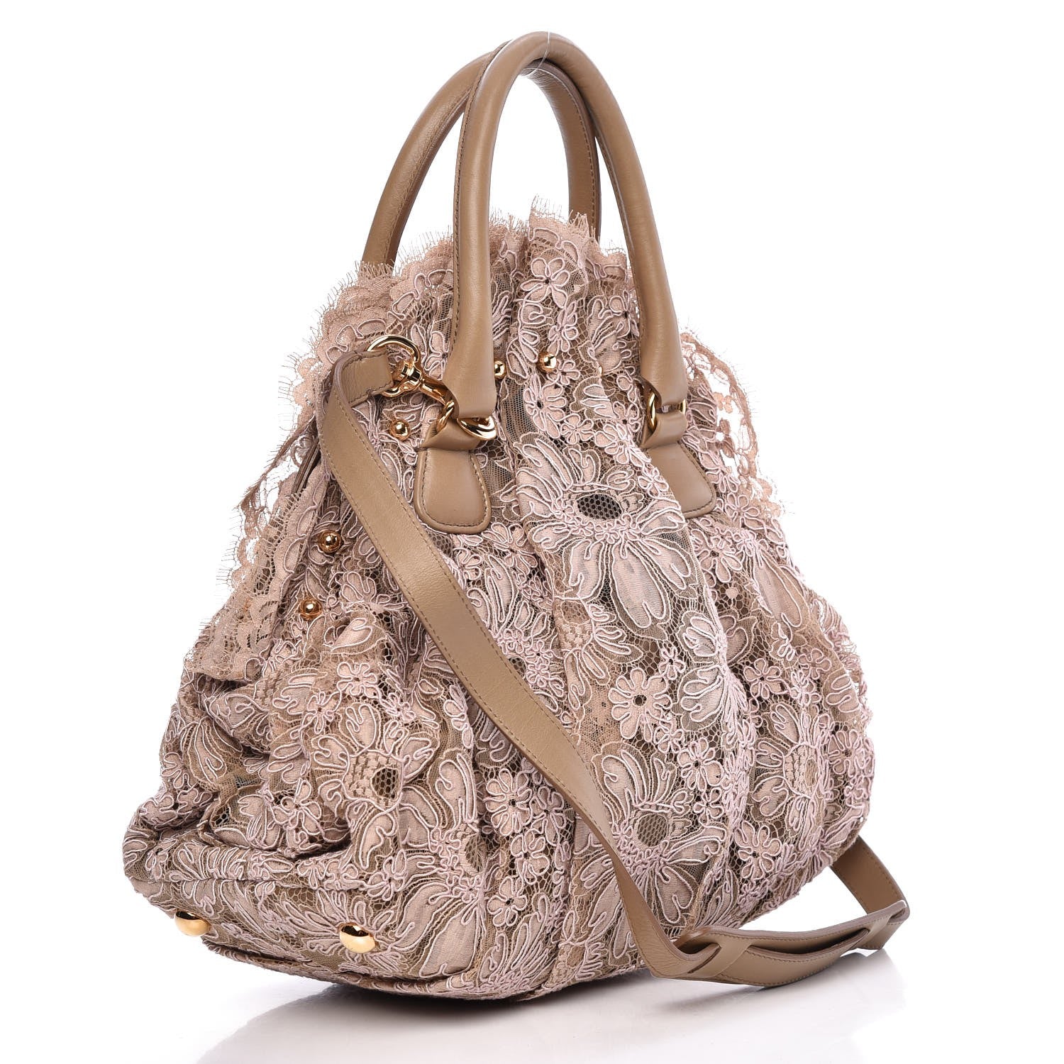 Valentino Garavani Macrame Lace Studded Satchel Pink 3 of 7