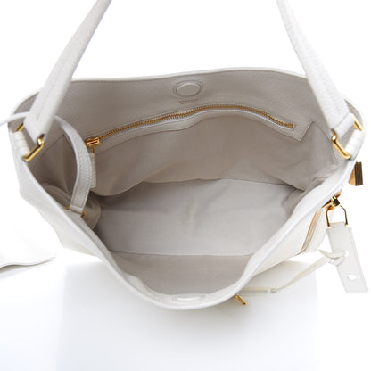 Tom Ford Pebbled Calfskin Small Alix Padlock Zip Hobo Bag Chalk 6 of 10