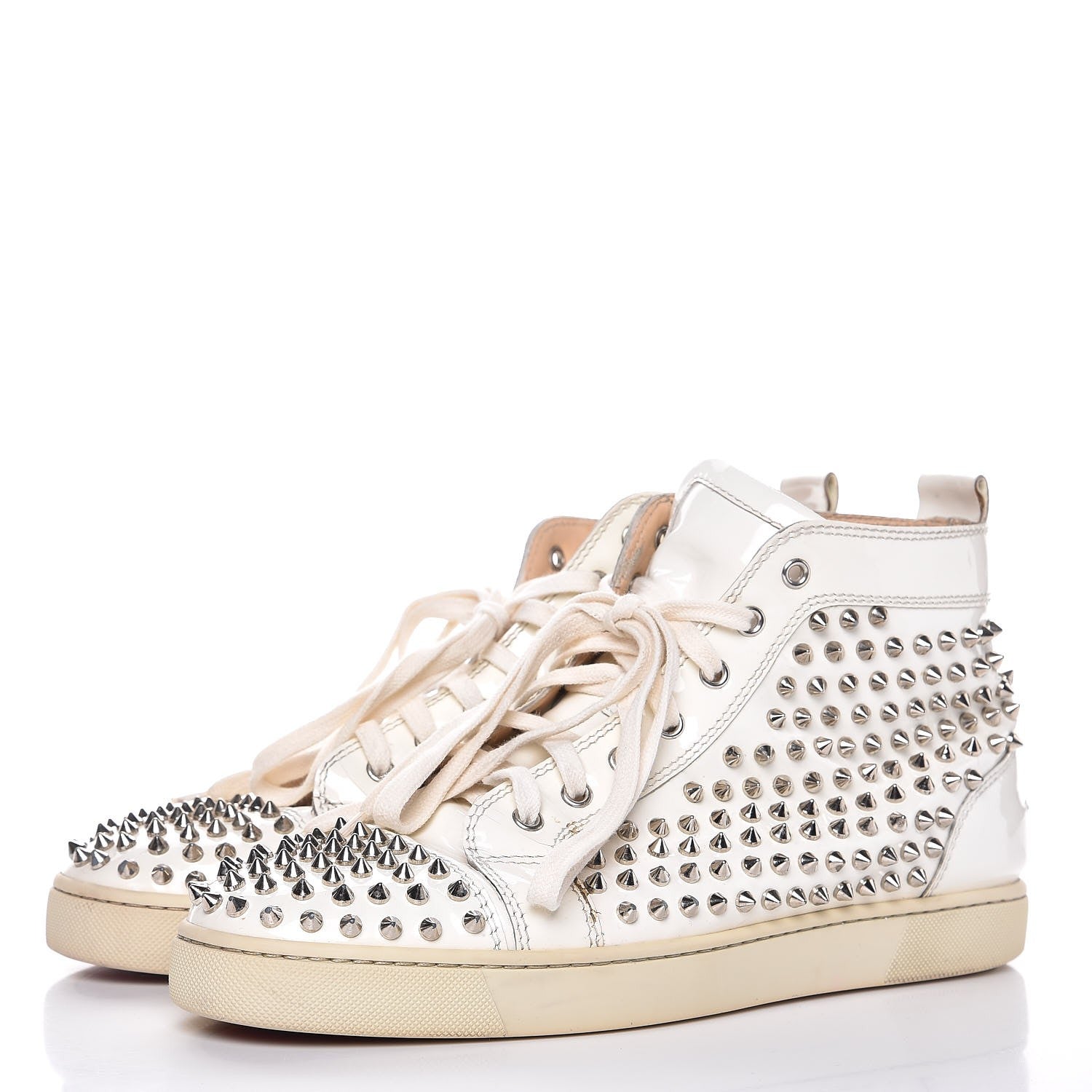 Christian Louboutin Patent Louis Spikes Flat Sneakers 44 White 3 of 16