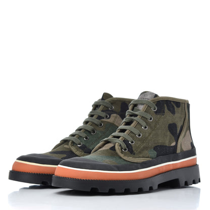 Valentino Garavani Canvas Camouflage Sneaker Boots 40 Army Green 3 of 14