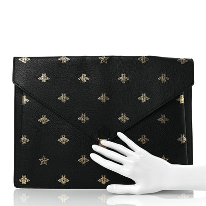 Gucci Grained Calfskin Bee Star Portfolio Black 2 of 7