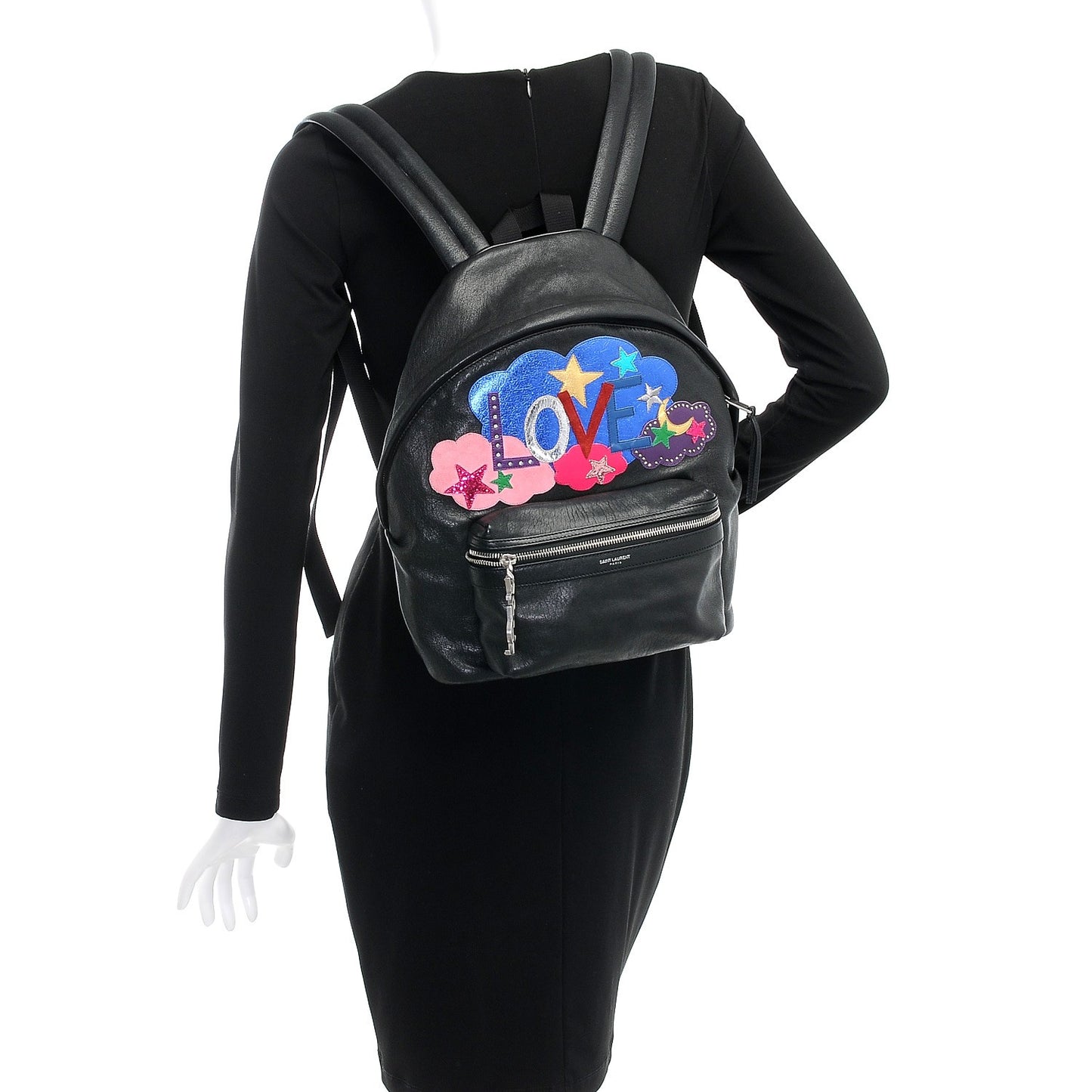 Sheepskin Mini Love Appliqué City Backpack Black