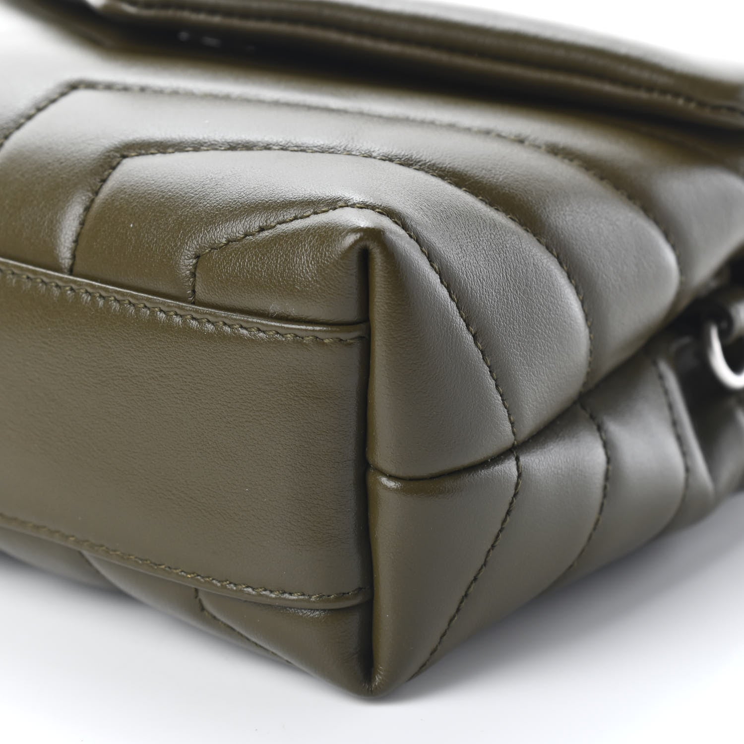 Saint Laurent Calfskin Y Quilted Monogram Toy Loulou Crossbody Bag Military Olive 7 of 7