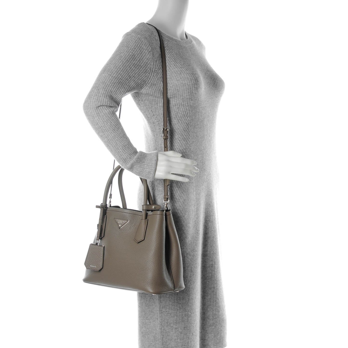 Vitello Daino Small Double Bag Argilla Black