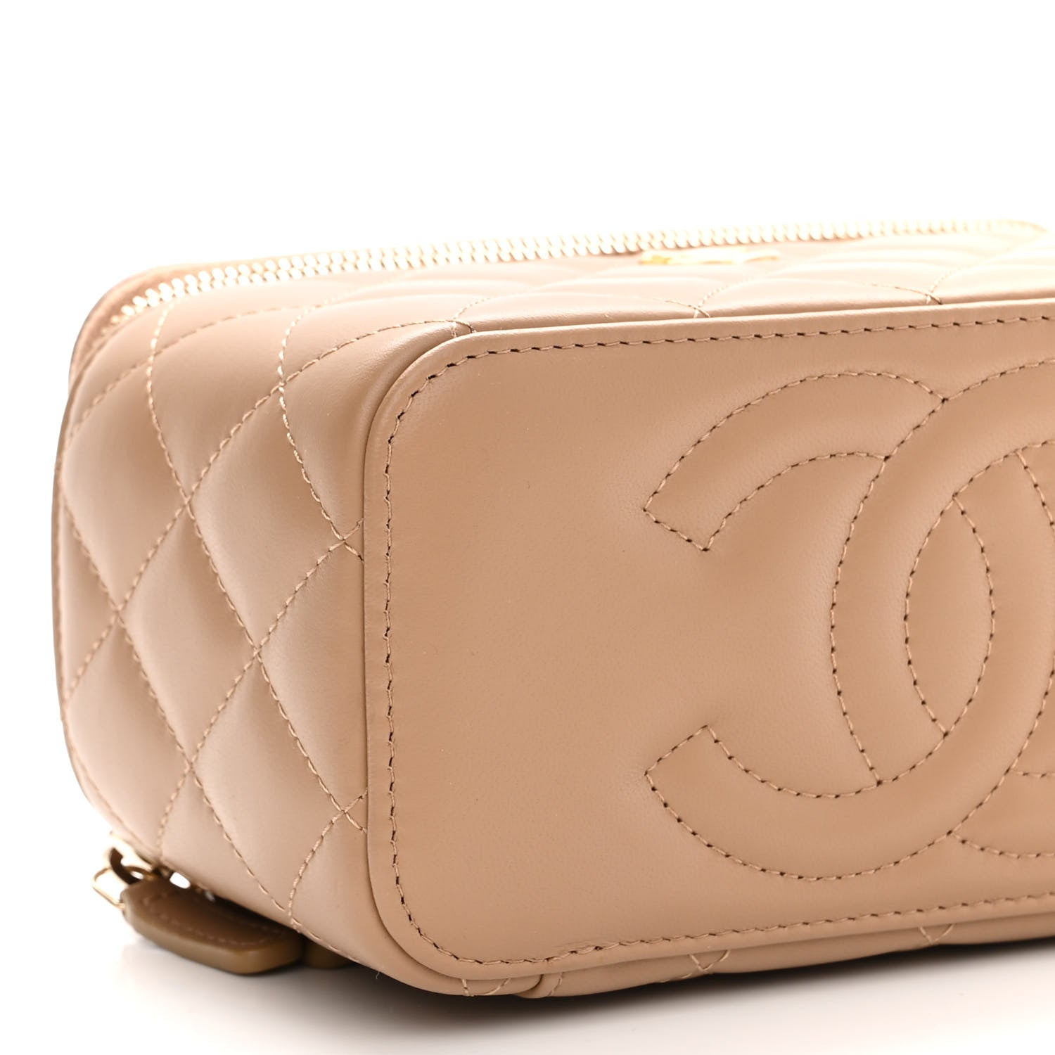Chanel Lambskin Quilted Pearl Crush Small Vanity Case With Chain Beige 9 of 11