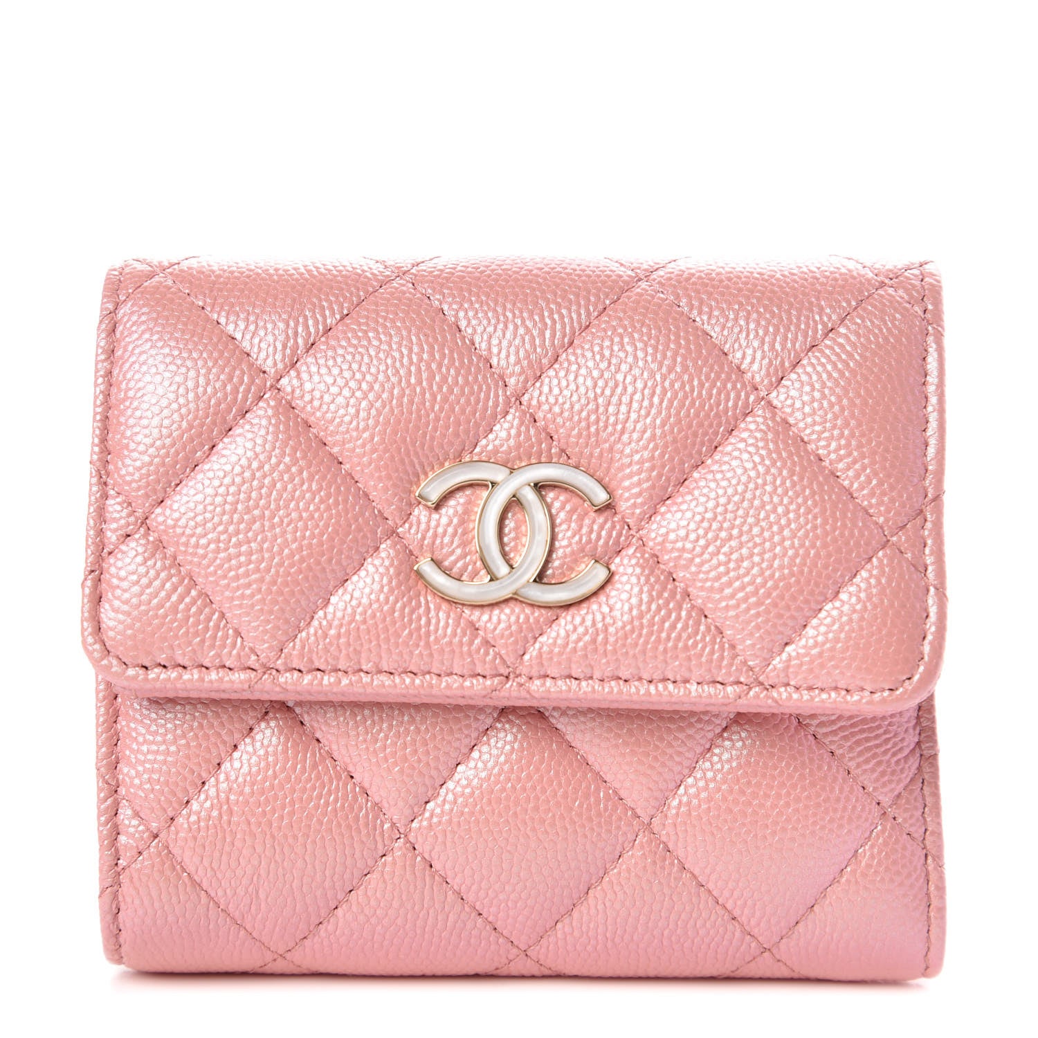 Chanel Iridescent Caviar Small Quilted Flap Wallet Rose Pink 1 of 9