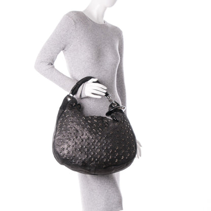 Jimmy Choo Metallic Calfskin Star Studded Large Sky Hobo Anthracite 2 of 6
