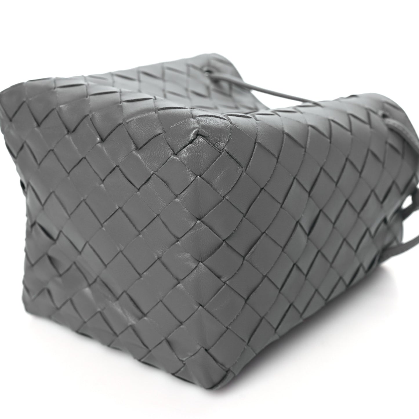 Nappa Intrecciato Small Drawstring Bucket Bag Thunder