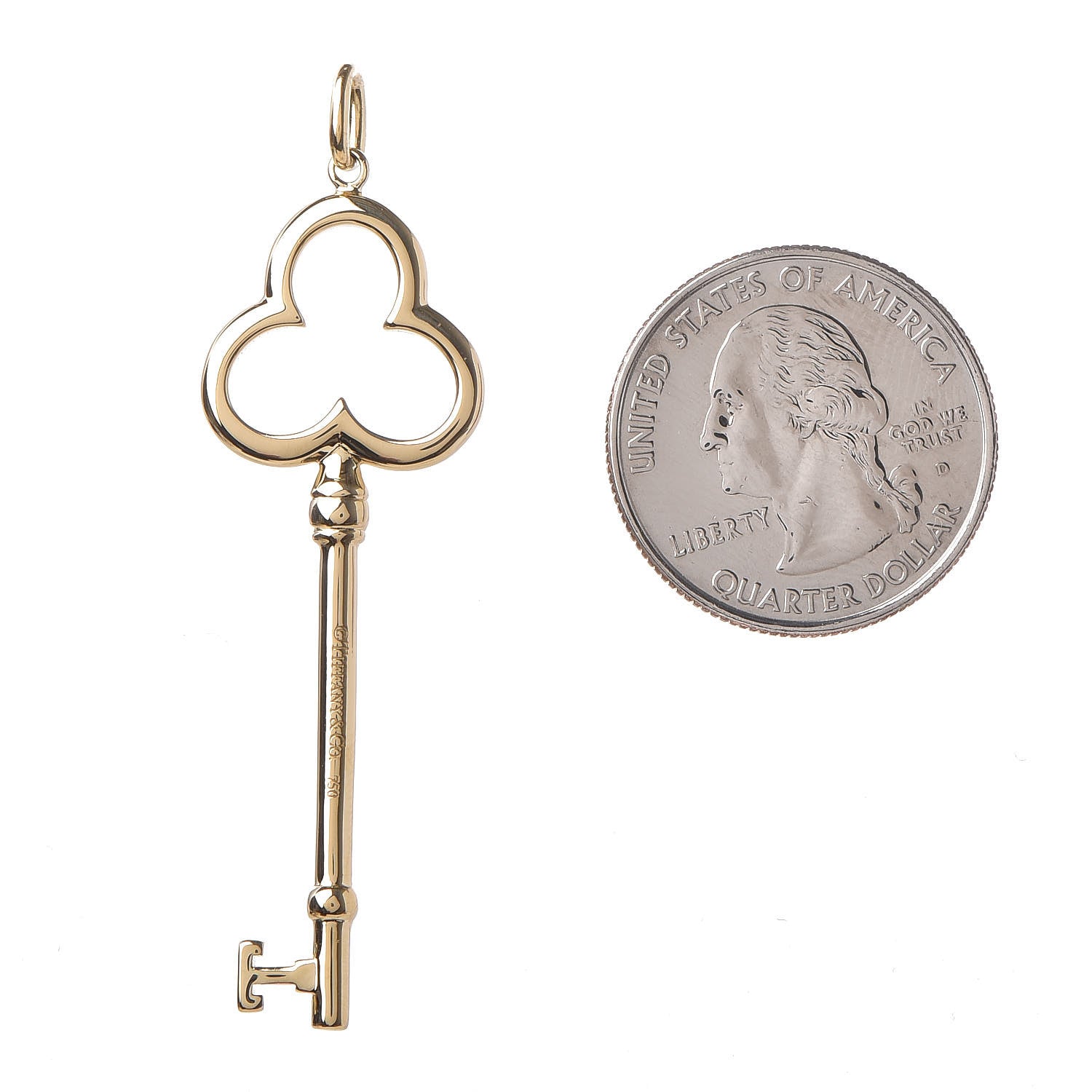Tiffany 18K Yellow Gold Trefoil Key Pendant 2 of 3