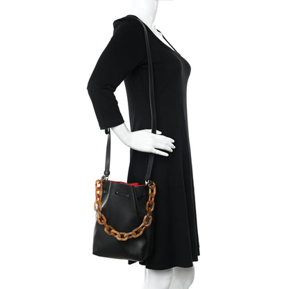 Mansur Gavriel Calfskin Twist Drawstring Bucket Bag Black Flamma 2 of 9
