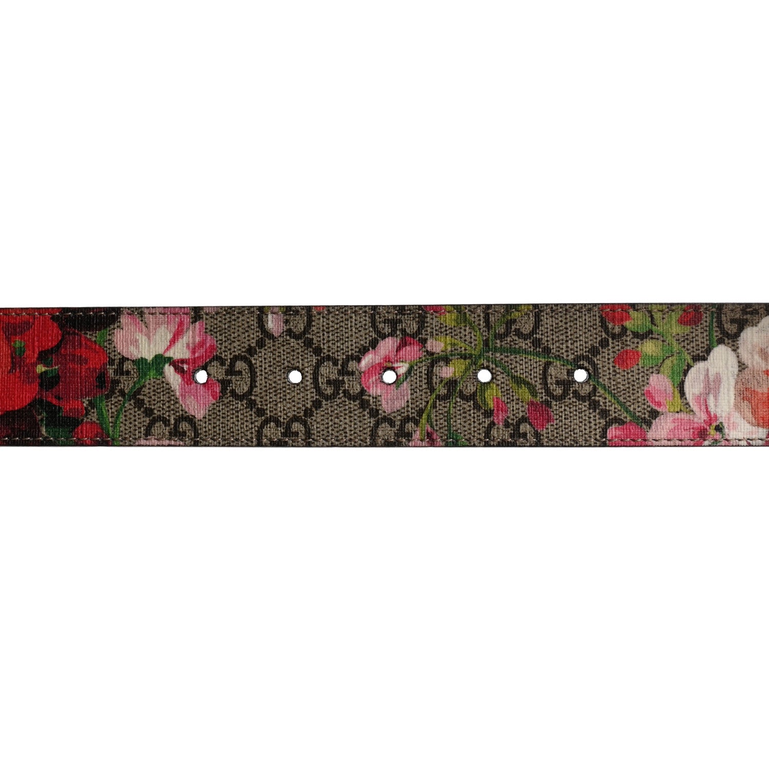 Gucci GG Supreme Monogram Blooms Moon Calfskin Interlocking G 37mm Belt 105 42 Beige Ebony Multicolor Dry Rose 4 of 5