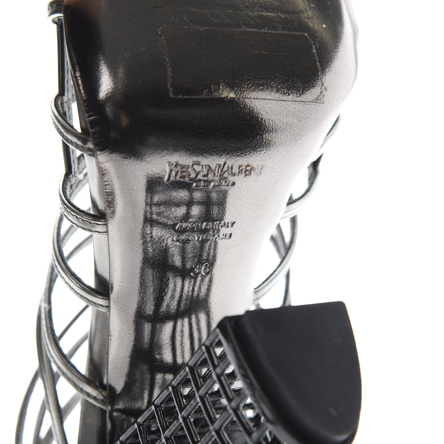 Leather Cage Booties 36 Anthracite