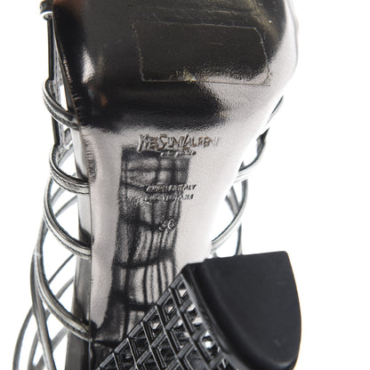 Saint Laurent Leather Cage Booties 36 Anthracite 8 of 8