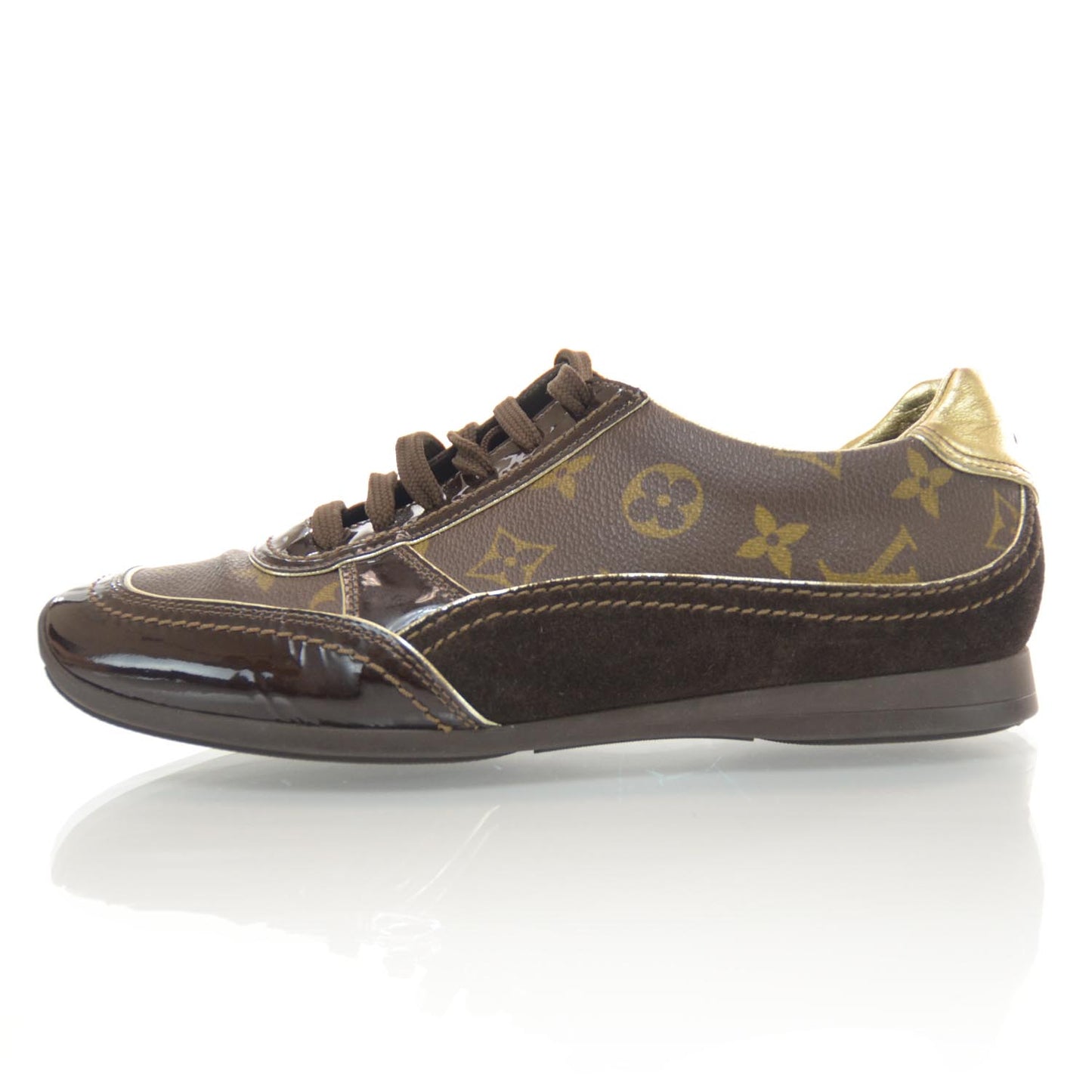 Suede Patent Monogram Speeding Sneakers 38.5