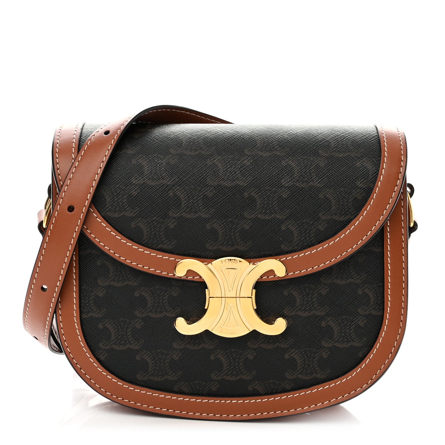 Canvas Calfskin Triomphe Teen Besace Tan