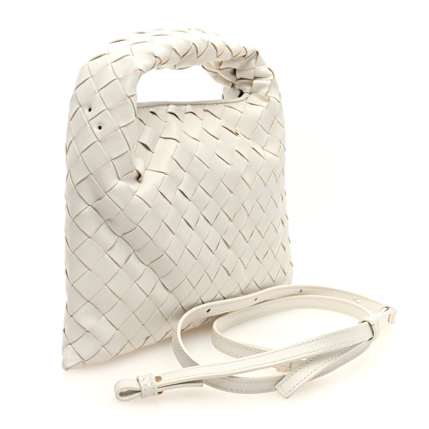 Bottega Veneta Calfskin Intrecciato Mini Hop White 3 of 10