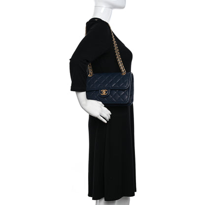 Chanel Caviar Quilted Medium Sweet Classic Flap Navy Blue 2 of 11