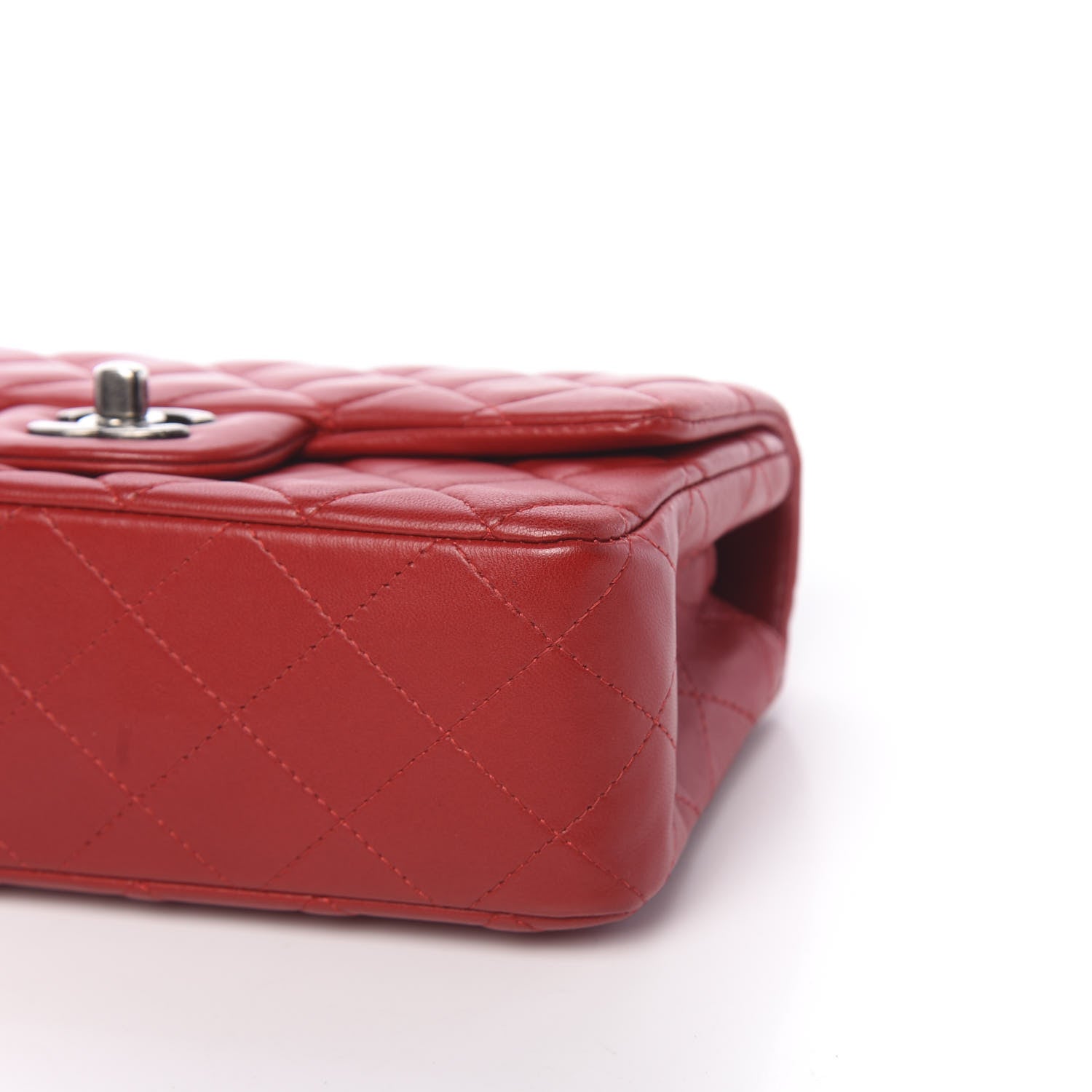 Chanel Lambskin Quilted Mini Rectangular Flap Red 10 of 11