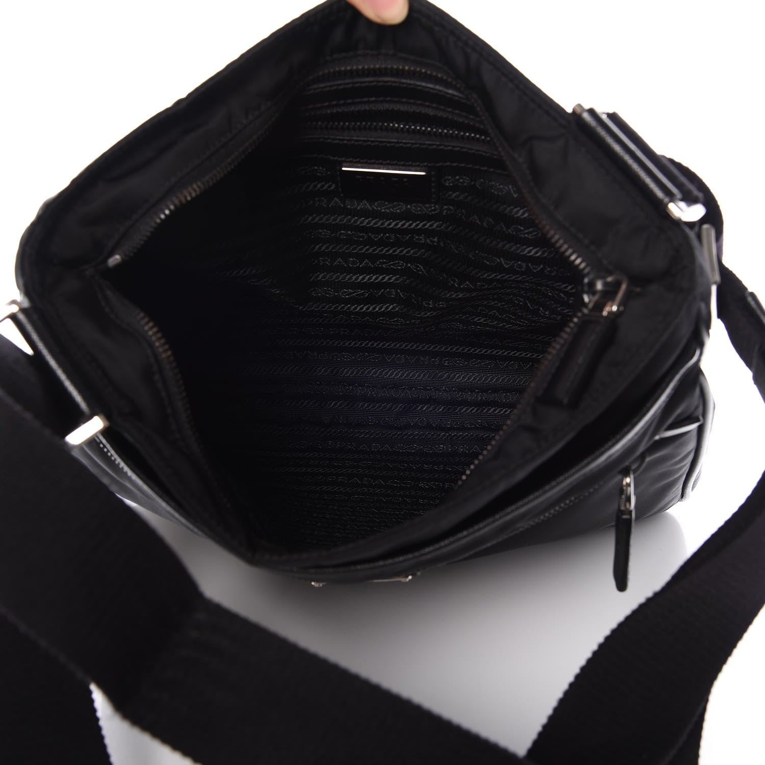 Prada Nylon Saffiano Flat Messenger Bag Black 5 of 9