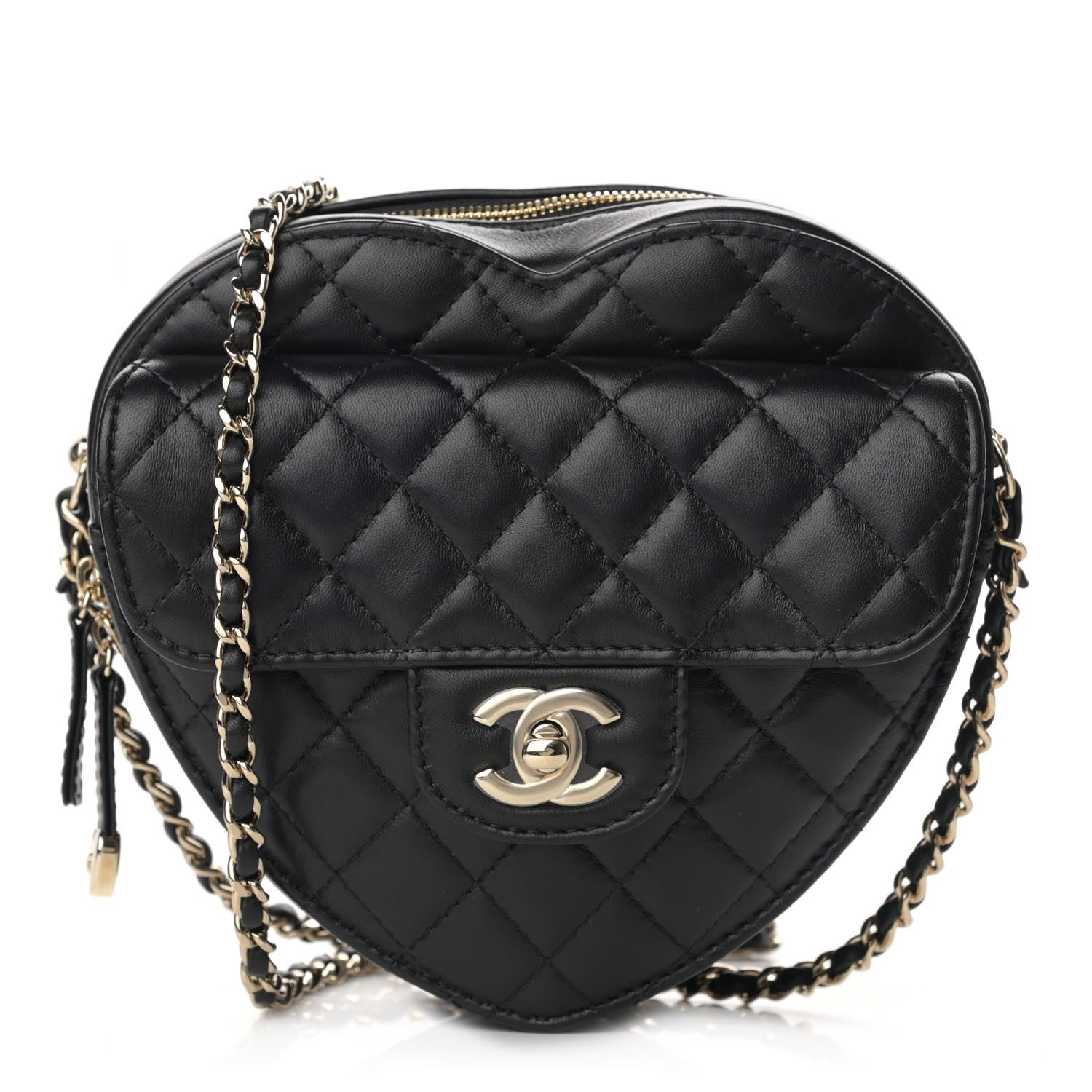 Chanel Lambskin Quilted CC In Love Heart Bag Black 1 of 12