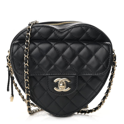 Chanel Lambskin Quilted CC In Love Heart Bag Black 1 of 12