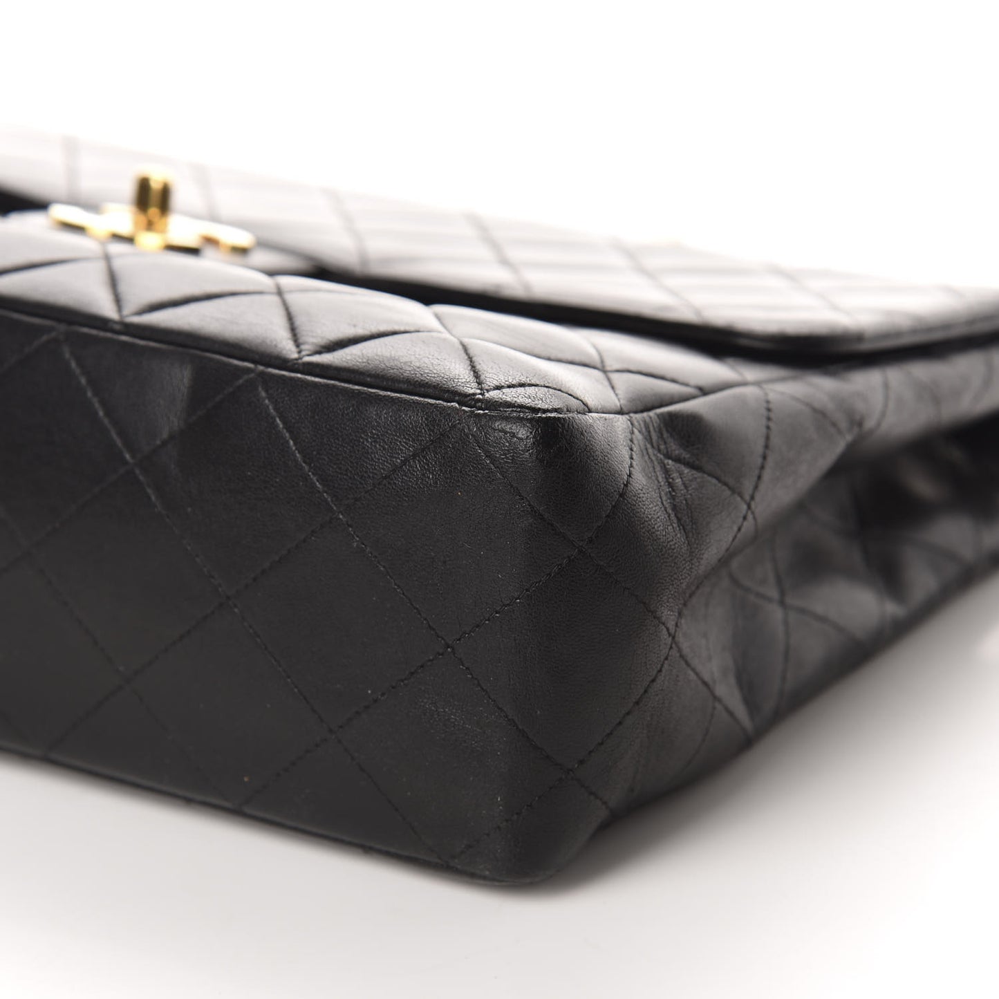 Lambskin Quilted Jumbo Single Flap Black
