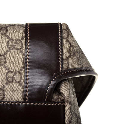 Gucci GG Supreme Monogram Large Interlocking G Double Buckle Backpack Dark Brown 14 of 16