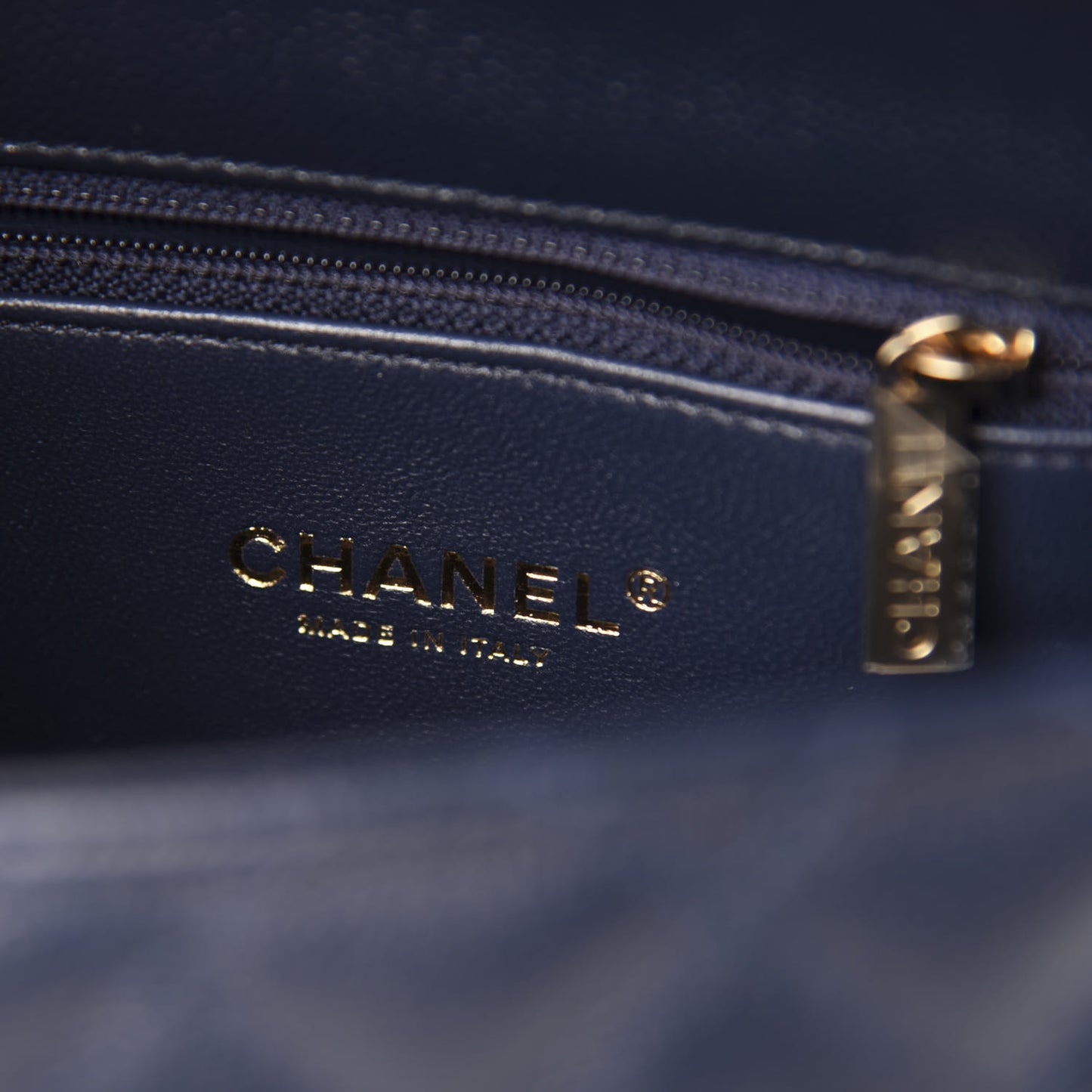 Caviar Quilted Mini Coco Handle Flap Navy Blue