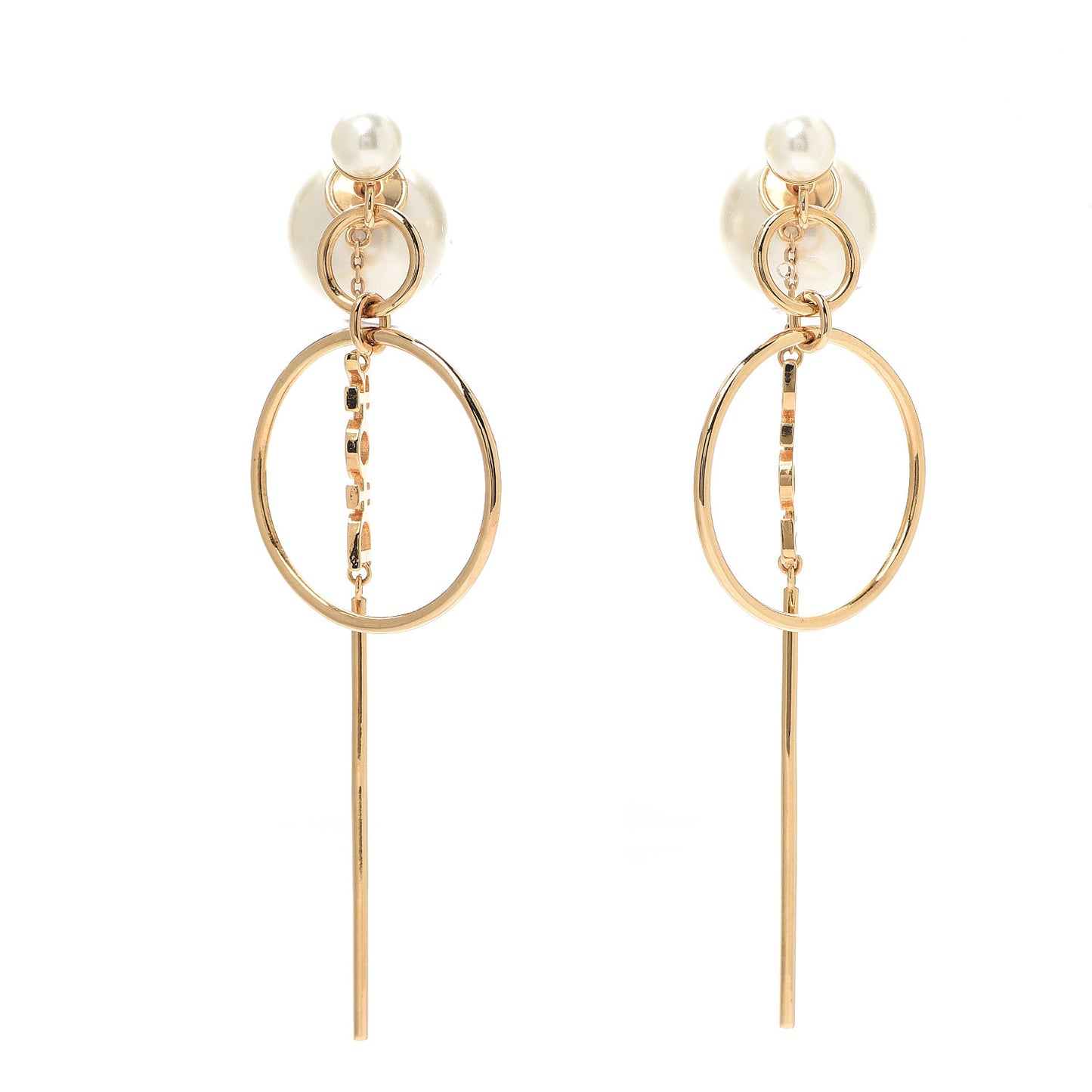 Pearl Tribales Dangle Chain Earrings Gold