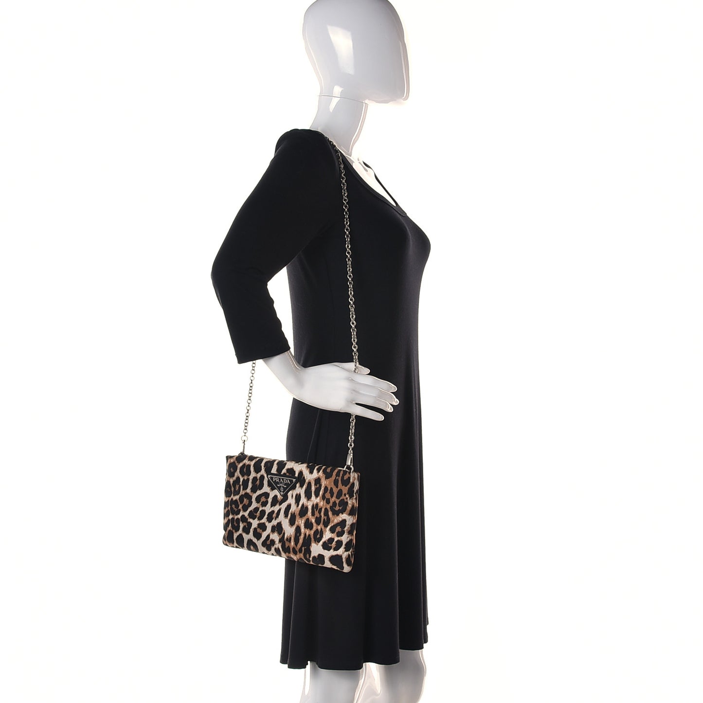 Tessuto Soft Nylon Leopard Print Crossbody Avorio