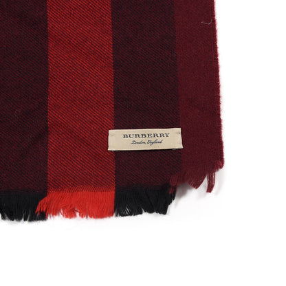Burberry Wool Cashmere Giant Exploded Check Fringe Scarf Claret 3 of 4